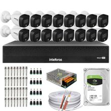 Kit 16 Cameras 1220 Full Color Intelbras Dvr Mhdx 16 Ch Color Noite C/HD 1TB