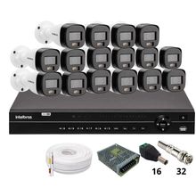 Kit 16 Câmeras Intelbras 3220b Full Color Com Áudio Dvr Intelbras Mhdx 1232 Sem Hd