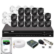 Kit 16 Câmeras Intelbras 1130b Dvr Intelbras Mhdx 1232 Hd 6tb