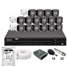 Kit 16 Câmeras Intelbras 1120b Full Color Dvr Intelbras Mhdx 1232 Hd 4tb