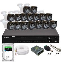 Kit 16 Câmeras Importadas Full Hd 1080p  Dvr Intelbras Mhdx 1232 Hd 6tb