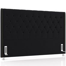 Cabeceira Cama Box King 195cm Estofada Frizza P05 Veludo Preto - Lyam Decor