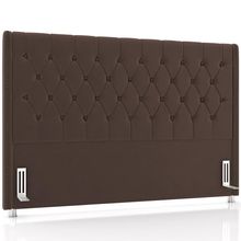 Cabeceira Cama Box Queen 160cm Estofada Frizza P05 Veludo Marrom - Lyam Decor