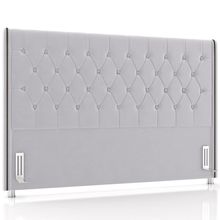 Cabeceira Cama Box King 195cm Estofada Frizza P05 Veludo Cinza - Lyam Decor