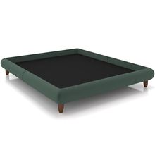 Cama Casal Queen Base Box Pés de Madeira 176cm Otto P05 Veludo Verde Musgo - Lyam Decor