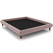 Cama Casal Queen Base Box Pés de Madeira 176cm Otto P05 Veludo Rosê - Lyam Decor