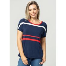 Blusa Pau a Pique Listrada Azul Marinho