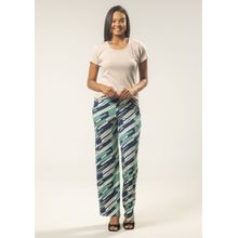 Calça Pantalona Pau a Pique Estampada Azul