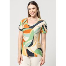 Blusa Manga Curta Pau a Pique Estampada Verde