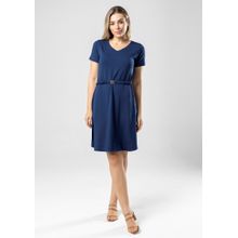 Vestido Pau a Pique Básico Azul Marinho