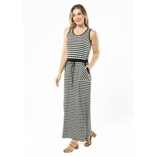 Vestido Longo Pau a Pique Regata Listrado Preto