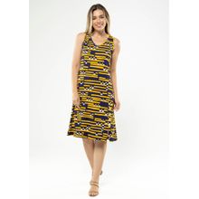 Vestido Regata Pau a Pique Estampado Amarelo