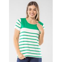 Blusa Manga Curta Pau a Pique Listrada Verde
