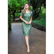Vestido Pau a Pique Estampado Verde