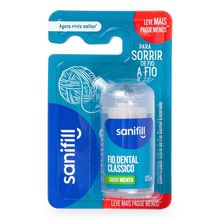 Fio Dental Sanifill Clássico Sabor Menta 125 Metros Fita Dental Sanifill Leve Mais Pague Menos Cl?ssico 125 Metros