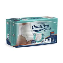 Fralda Descartável Qualifral Pants Adulto P/M Com 16 Unidades Fralda Geriátrica Qualifral Pants 16un P/M