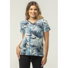 Blusa Pau a Pique Estampada Azul