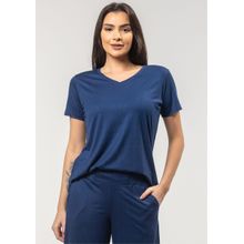 Blusa Pau a Pique Básica Azul Marinho