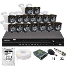 Kit 16 Câmeras Importadas Full Hd 1080p  Dvr Intelbras Mhdx 1232 Hd 4tb