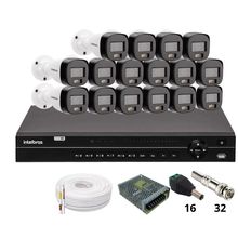 Kit 16 Câmeras Intelbras 1120b Full Color Dvr Intelbras Mhdx 1232 Sem Hd