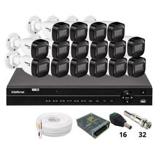 Kit 16 Câmeras Intelbras 1130b Dvr Intelbras Mhdx 1232 Sem Hd