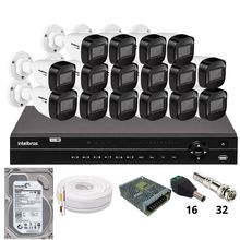 Kit 16 Câmeras Intelbras 1130b Dvr Intelbras Mhdx 1232 Hd 3tb