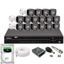 Kit 16 Câmeras Intelbras 1120b Full Color Dvr Intelbras Mhdx 1232 Hd 6tb