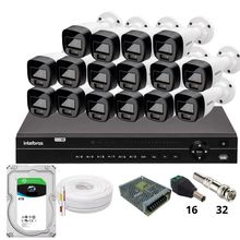 Kit 16 Câmeras Intelbras 1220b Full Color  Dvr Intelbras Mhdx 1232 Hd 6tb