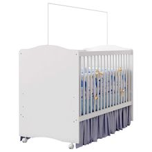 Berço Infantil Simples com Rodízios Satriani Branco Móveis Estrela