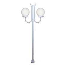 Poste Luminária Globo G Duplo Braço Curvo Cima Branco 200cm