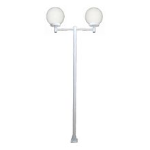 Poste Luminária Dupla Globo P Braço Reto Jardim Branco 200cm
