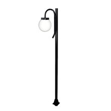 Poste Luminária Globo P Braço Curvo Baixo Jardim Preto 200cm