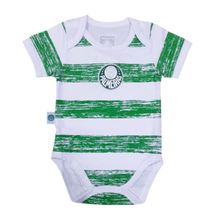 Body Bebê Palmeiras Listras Manga Curta Oficial
