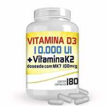 Vitamina D3 10.000UI + Vitamina K2 100mcg com 180 cápsulas