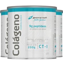 3x Colágeno Hidrolisado Peptídeos Ácido Hialurônico 200g - Natural