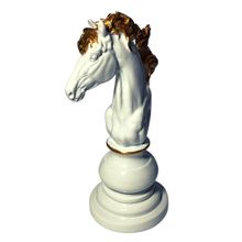 Estátua p/ Decoração Luxo Chess Cavalo Branco de Resina Verito