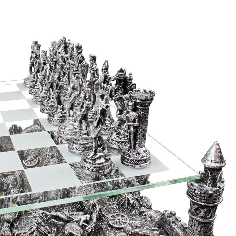Tabuleiro de Xadrez Luxo Cavaleiros Medievais 3D Verito - Shop Coopera