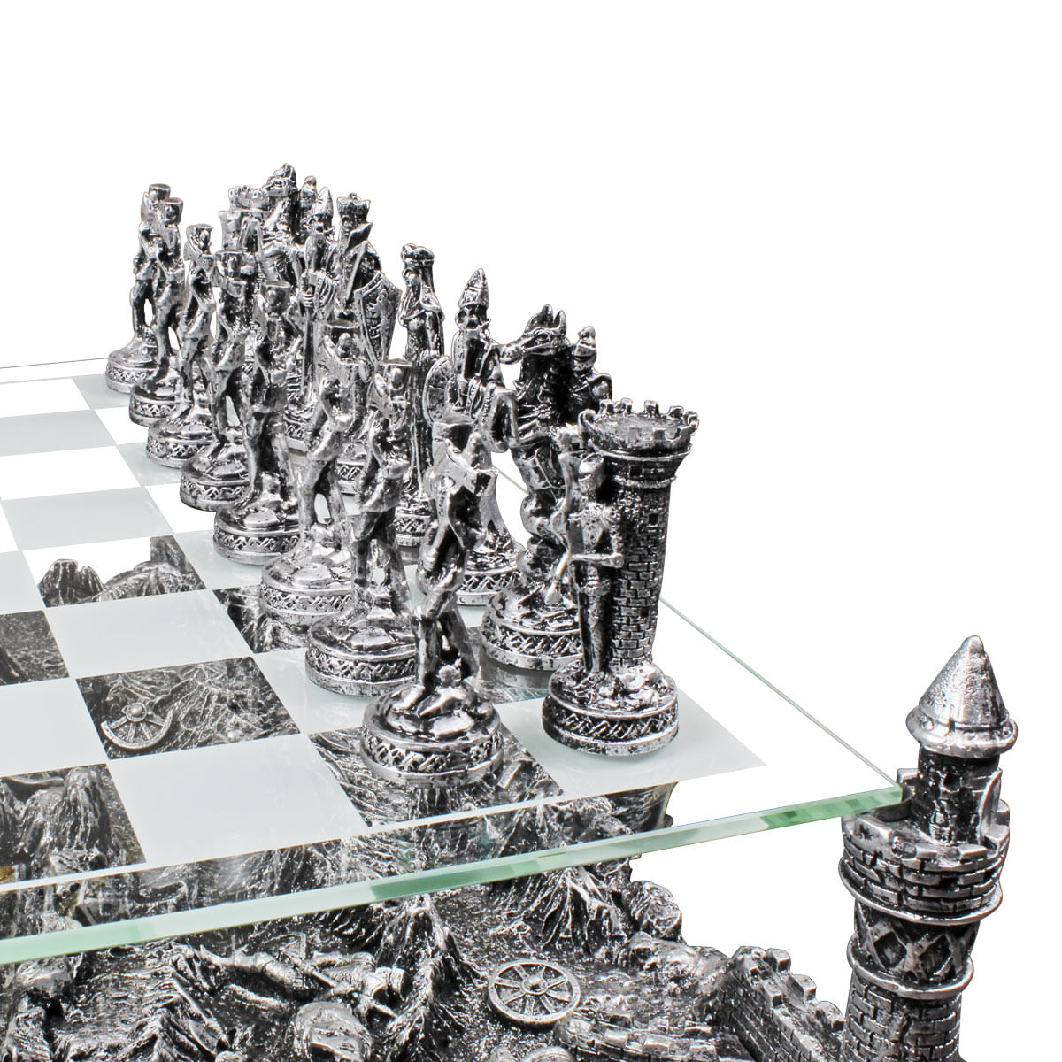 Tabuleiro de Xadrez Luxo Cavaleiros Medievais 3D Verito