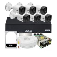 Kit Cftv 6 Câmeras Segurança Intelbras Dvr 8 Canais Com Hd 6TB