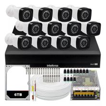 Kit Cftv 12 Cameras Segurança Full Hd 2mp Dvr Intelbras Mhdx 1016c 6tb