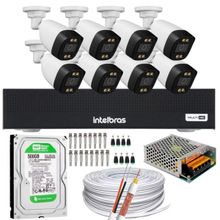 Kit 8 Câmeras Segurança FullColor Colorido Dia e Noite Dvr Intelbras 1008c Hd 500gb