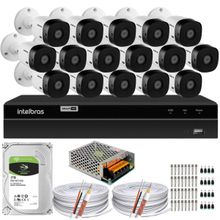 Kit Cftv Monitoramento 5 Cameras Intelbras 1120b Dvr 1208 1t 200m cabo