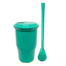 Kit Copo Tereré Alumínio + Bomba Metal Bojo Color Verde Anis