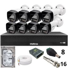 Kit 8 Câmeras Intelbras 1220b Full Color  Dvr Mhdx 1016-c Intelbras Com Detecção De Movimentos Hd 3tb