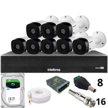 Kit 8 Câmeras Intelbras 1120b Full Hd Dvr Mhdx 1016-c Intelbras Com Detecção De Movimentos Hd 6tb