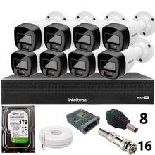 Kit 8 Câmeras Intelbras 1120b Full Color Dvr Mhdx 1016-c Intelbras Com Detecção De Movimentos Hd 1Tb