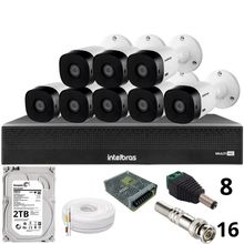 Kit 8 Câmeras Intelbras 1120b Full Hd Dvr Mhdx 1016-c Intelbras Com Detecção De Movimentos Hd 2tb