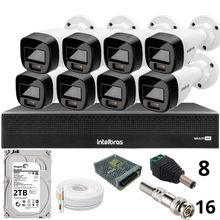 Kit 8 Câmeras Intelbras 1120b Full Color Dvr Mhdx 1016-c Intelbras Com Detecção De Movimentos Hd 2Tb