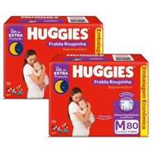 Kit 2 Fralda Descartável Huggies Supreme Care Roupinha Bag M 80 Unidades