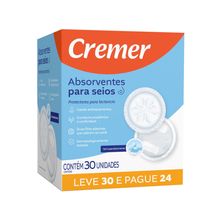 Absorventes Cremer para Seios 30 Unidades Absorventes para Seios Leve 30 Pague 24 Unidades
